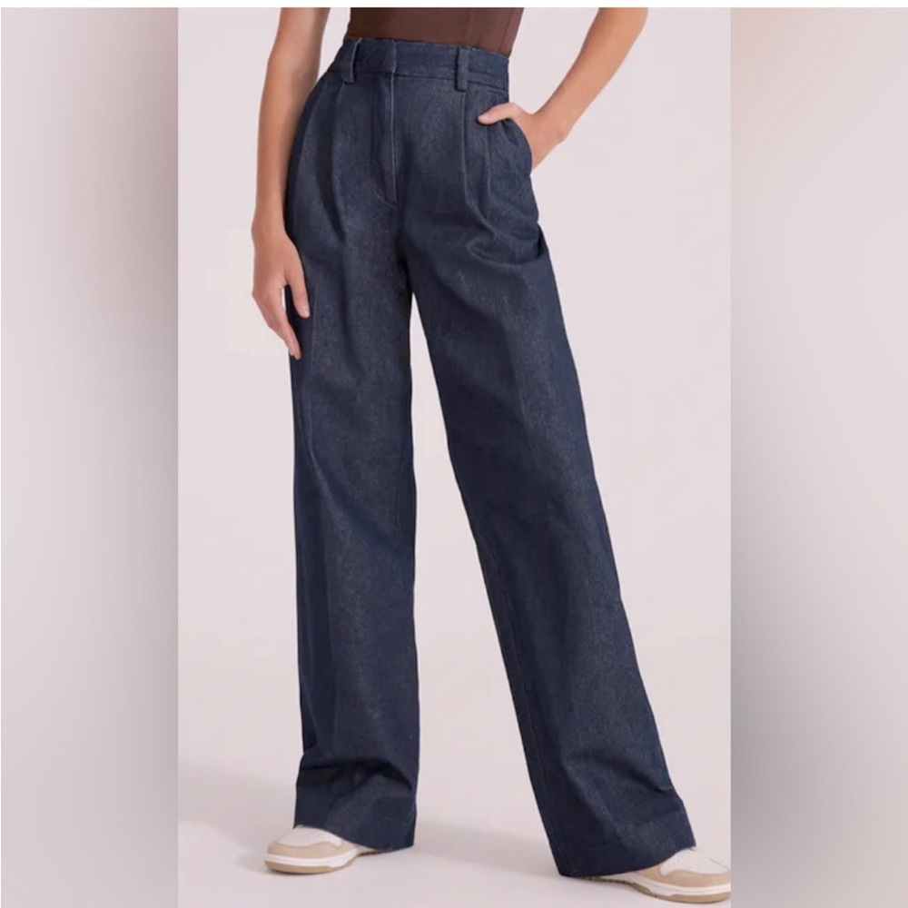 Favorite Daughter Dark Blue Wide-Leg Trousers